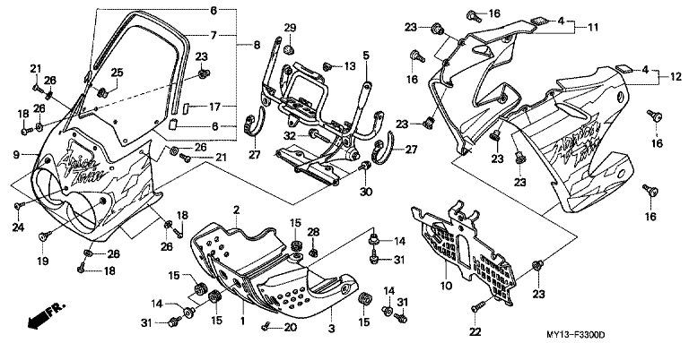 Φέρινγκ Εμπρός Honda XRV-750 Africa Twin